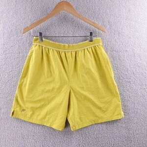 Fabletics Men Athletic Shorts Yellow Logo Gym Running Workout‎ Activewear M
